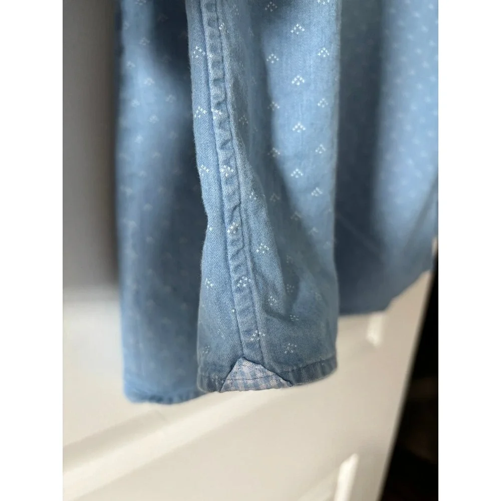 Banana Republic Button Down Shirt Mens XL Blue Print Grant Slim Fit Chambray